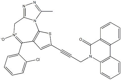 4-(2-Chlorophenyl)-9-methyl-2-[3-[(5,6-dihydro-6-oxophenanthridin)-5-yl]-1-propynyl]-6H-thieno[3,2-f][1,2,4]triazolo[4,3-a][1,4]diazepine 5-oxide Struktur