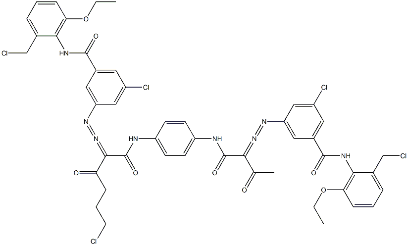 3,3'-[2-(2-Chloroethyl)-1,4-phenylenebis[iminocarbonyl(acetylmethylene)azo]]bis[N-[2-(chloromethyl)-6-ethoxyphenyl]-5-chlorobenzamide] Struktur