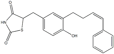 5-[[4-Hydroxy-3-[(Z)-4-phenyl-3-butenyl]phenyl]methyl]thiazolidine-2,4-dione Struktur