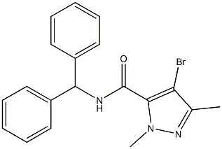 N-(Diphenylmethyl)-2,5-dimethyl-4-bromo-2H-pyrazole-3-carboxamide Struktur