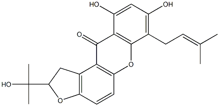 2-(1-Methyl-1-hydroxyethyl)-7-(3-methyl-2-butenyl)-8,10-dihydroxy-1,2-dihydro-11H-furo[3,2-a]xanthen-11-one Struktur