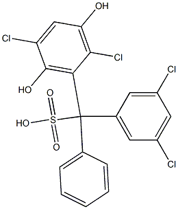 (3,5-Dichlorophenyl)(2,5-dichloro-3,6-dihydroxyphenyl)phenylmethanesulfonic acid Struktur