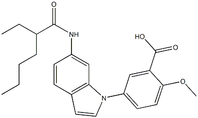 5-[6-(2-Ethylhexanoylamino)-1H-indol-1-yl]-2-methoxybenzoic acid Struktur