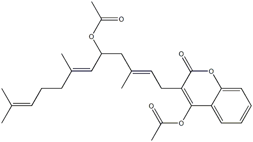 3-[(2E,6E)-5-Acetoxy-3,7,11-trimethyl-2,6,10-dodecatrienyl]-4-acetoxy-2H-1-benzopyran-2-one Struktur