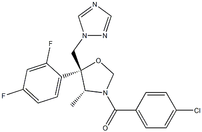 (4R,5R)-5-(2,4-Difluorophenyl)-4-methyl-3-(4-chlorobenzoyl)-5-[(1H-1,2,4-triazol-1-yl)methyl]oxazolidine Struktur