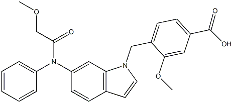 4-[6-[Methoxyphenylacetylamino]-1H-indol-1-ylmethyl]-3-methoxybenzoic acid Struktur