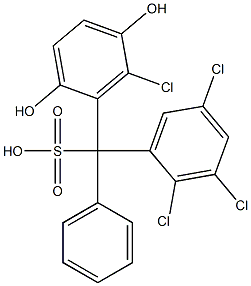 (6-Chloro-2,5-dihydroxyphenyl)(2,3,5-trichlorophenyl)phenylmethanesulfonic acid Struktur