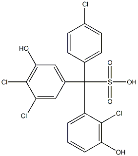 (4-Chlorophenyl)(2-chloro-3-hydroxyphenyl)(3,4-dichloro-5-hydroxyphenyl)methanesulfonic acid Struktur