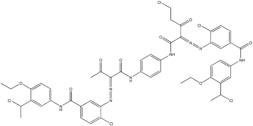 3,3'-[2-(Chloromethyl)-1,4-phenylenebis[iminocarbonyl(acetylmethylene)azo]]bis[N-[3-(1-chloroethyl)-4-ethoxyphenyl]-4-chlorobenzamide] Struktur