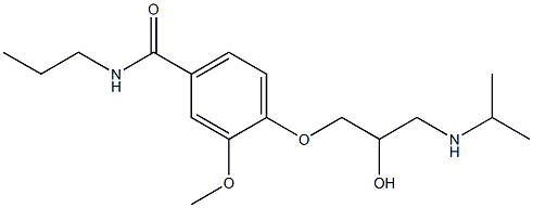 1-[4-[Propylcarbamoyl]-2-methoxyphenoxy]-3-[isopropylamino]-2-propanol Struktur