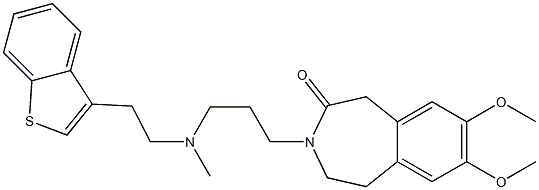 2,3-Dihydro-7,8-dimethoxy-3-[3-[N-[2-(1-benzothiophen-3-yl)ethyl]-N-methylamino]propyl]-1H-3-benzazepin-4(5H)-one Struktur