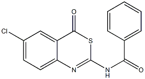 2-(Benzoylamino)-6-chloro-4H-3,1-benzothiazin-4-one Struktur