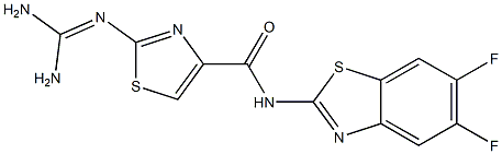 2-(Diaminomethyleneamino)-N-(5,6-difluoro-2-benzothiazolyl)thiazole-4-carboxamide Struktur