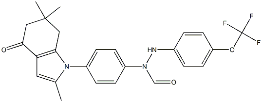 ((4-(Trifluoromethoxy)phenyl)amino)-N-(4-(2,6,6-trimethyl-4-oxo(5,6,7-trihydroindolyl))phenyl)formamide Struktur