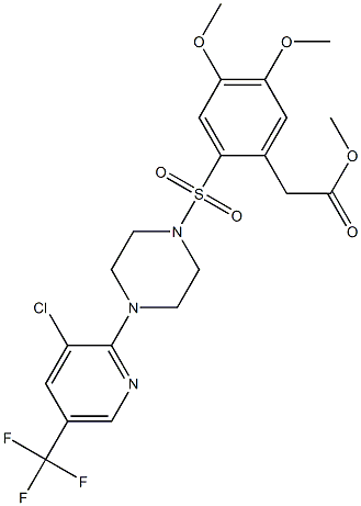 Methyl 2-(2-((4-(3-chloro-5-(trifluoromethyl)(2-pyridyl))piperazinyl)sulfonyl)-4,5-dimethoxyphenyl)acetate Struktur