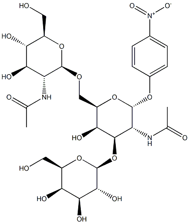 4-NITROPHENYL 2-ACETAMIDO-6-O-(2-ACETAMIDO-2-DEOXY-BETA-D-GLUCOPYRANOSYL)-3-O-(BETA-D-GALACTOPYRANOSYL)-2-DEOXY-A- D-GALACTOPYRANOSIDE Struktur