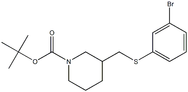 3-(3-Bromo-phenylsulfanylmethyl)-piperidine-1-carboxylic acid tert-butyl ester Struktur