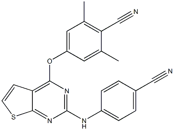 4-(2-(4-cyanophenylamino)thieno[2,3-d]pyrimidin-4-yloxy)-2,6-dimethylbenzonitrile Struktur