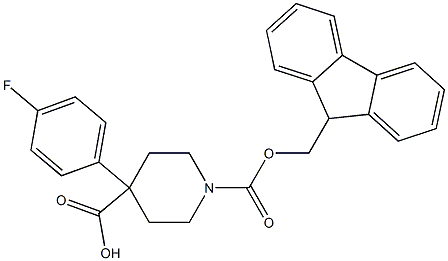 Fmoc-4-(4-fluorophenyl)-piperidine-4-carboxylic acid Struktur