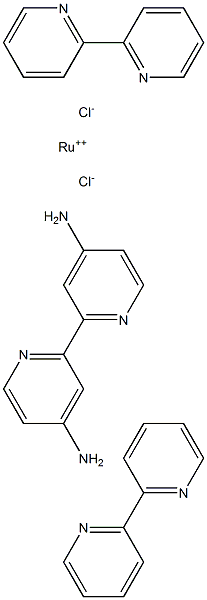 Bis(2,2'-bipyridyl)(4,4'-diamino-2,2'-bipyridyl) ruthenium(II) dichloride Struktur