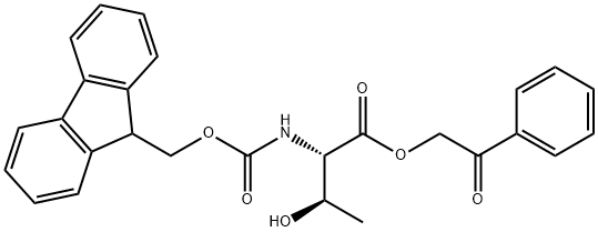 2-oxo-2-phenylethyl (2S,3R)-2-({[(9H-fluoren-9-yl)methoxy]carbonyl}amino)-3-hydroxybutanoate Struktur