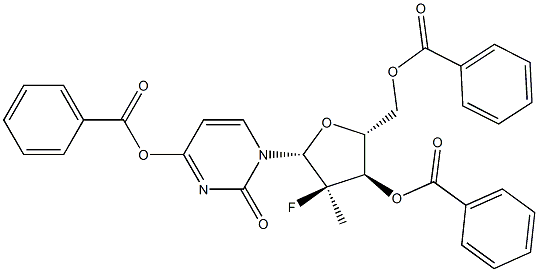 (2R,3R,4R,5R)-5-(4-(Benzoyloxy)-2-oxopyrimidin-1(2H)-yl)-2-((benzoyloxy)methyl)-4-fluoro-4-methyltetrahydrofuran-3-yl Benzoate Struktur