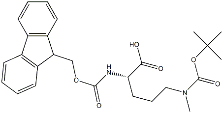 N-alpha-(9-Fluorenylmethyloxycarbonyl)-N-delta-t-butyloxycarbonyl-N-delta-methyl-L-ornithin Struktur