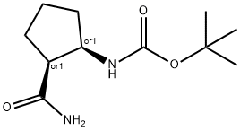 Cis-tert-butyl-2-carbamoylcyclopentylcarbamate Struktur