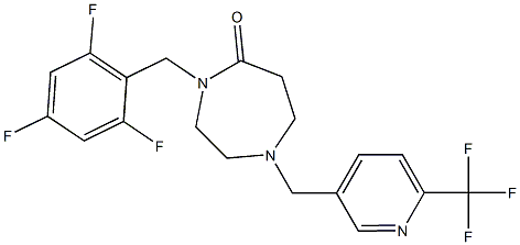 4-(2,4,6-TRIFLUOROBENZYL)-1-([6-(TRIFLUOROMETHYL)PYRIDIN-3-YL]METHYL)-1,4-DIAZEPAN-5-ONE Struktur