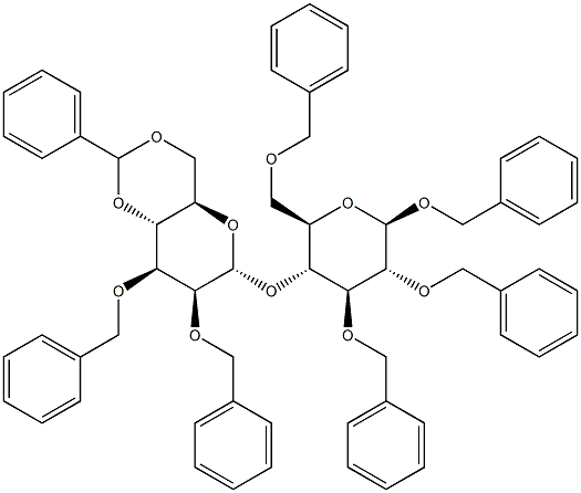 1,2,3,6-Tetra-O-benzyl-4-O-(2,3-di-O-benzyl-4,6-O-benzylidene-a-D-mannopyranosyl)-b-D-glucopyranoside Struktur