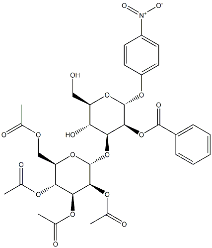 4-Nitrophenyl3-O-(2,3,4,6-tetra-O-acetyl-a-D-mannopyranosyl)-2-O-benzoyl-a-D-mannopyranoside Struktur