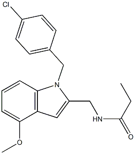 N-((1-(4-chlorobenzyl)-4-methoxy-1H-indol-2-yl)methyl)propanamide Struktur