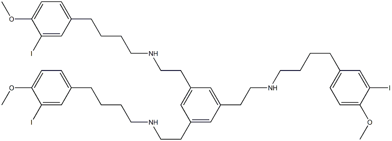 N,N',N''-tris-4-(3-iodo-4-methoxyphenyl)butyl-1,3,5-benzenetriethanamine Struktur