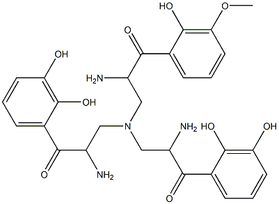 (2-hydroxy-3-methoxybenzoyl-2-aminoethyl)-bis(2,3-dihydroxybenzoyl-2-aminoethyl)amine Struktur