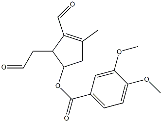 2-formyl-5-(3',4'-dimethoxybenzoyloxy)-3-methyl-2-cyclopentene-1-acetaldehyde Struktur