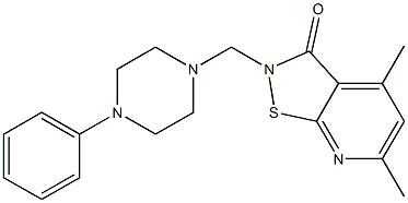 2H-4,6-dimethyl-2-((4-phenylpiperazin-1-yl)methyl)-3-oxo-2,3-dihydroisothiazolo(5,4-b)pyridine Struktur