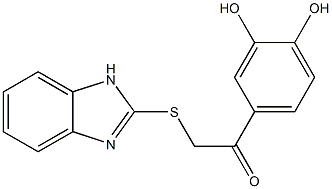 2-(benzimidazo-2-ylthio)-1-(3,4-dihydroxyphenyl)-1-ethanone Struktur