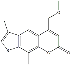 6,9-dimethyl-4-methoxymethyl-2H-thieno(3,2-g)-1-benzopyran-2-one Struktur