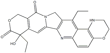 9,16-diethyl-2,3-dihydro-9-hydroxy-12H-1,4-oxazino(3,2-f)pyrano(3',4'-6,7)indolizino(1,2-b)quinoline-10,13(9H,15H)-dione Struktur