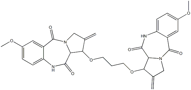 1,1'-((propane-1,3-diyl)dioxy)bis(7-methoxy-2-methylidene-1,2,3,10,11,11a-hexahydro-5H-pyrrolo(2,1-c)(1,4)benzodiazepin-5,11-dione) Struktur