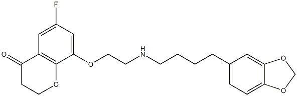 8-(2-(4-(1,3-benzodioxol-5-yl)butylamino)ethoxy)-6-fluorochroman-4-one Struktur