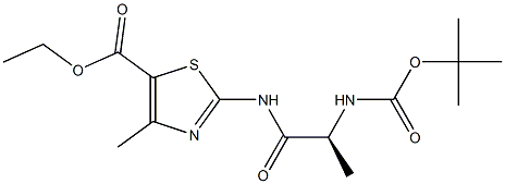 ethyl 2-(N-(tert-butyloxycarbonyl)alanylamino)-4-methyl-1,3-thiazole-5-carboxylate Struktur