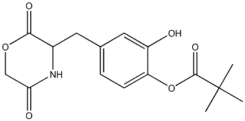 3-(3-hydroxy-4-pivaloyloxybenzyl)-2,5-diketomorpholine Struktur