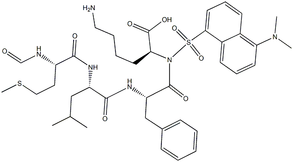 N-formylmethionyl-leucyl-phenylalanyl-(N-dansyl)lysine Struktur