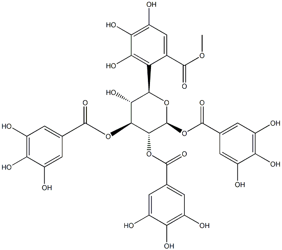 [(2R,3R,4S,5R,6S)-3-hydroxy-4,5,6-tris[(3,4,5-trihydroxybenzoyl)oxy]oxan-2-yl]methyl 3,4,5-trihydroxybenzoate Struktur