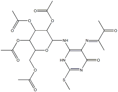 [3,4,5-triacetyloxy-6-[[2-methylsulfanyl-6-oxo-5-(3-oxobutan-2-ylideneamino)-3H-pyrimidin-4-yl]amino]oxan-2-yl]methyl acetate Struktur