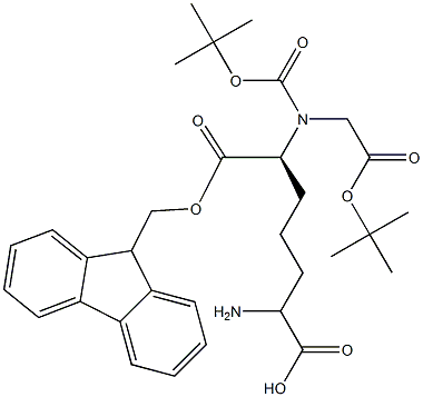 (S)-Fmoc-2-amino-6-(Boc-tert-butoxycarbonylmethyl-amino)-hexanoic acid Struktur