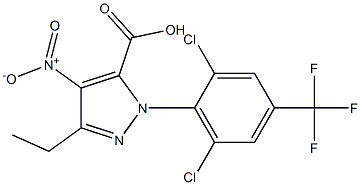 1-[2,6-DICHLORO-4-(TRIFLUOROMETHYL)PHENYL]-3-ETHYL-4-NITRO-1H-PYRAZOLE-5-CARBOXYLICACID Struktur