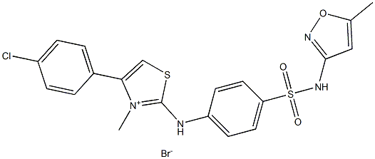 4-(4-chlorophenyl)-3-methyl-2-(4-{[(5-methylisoxazol-3-yl)amino]sulfonyl}anilino)-1,3-thiazol-3-ium bromide Struktur