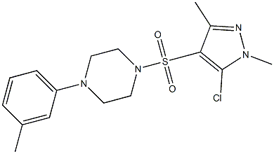 1-[(5-CHLORO-1,3-DIMETHYL-1H-PYRAZOL-4-YL)SULFONYL]-4-(3-METHYLPHENYL)PIPERAZINE Struktur